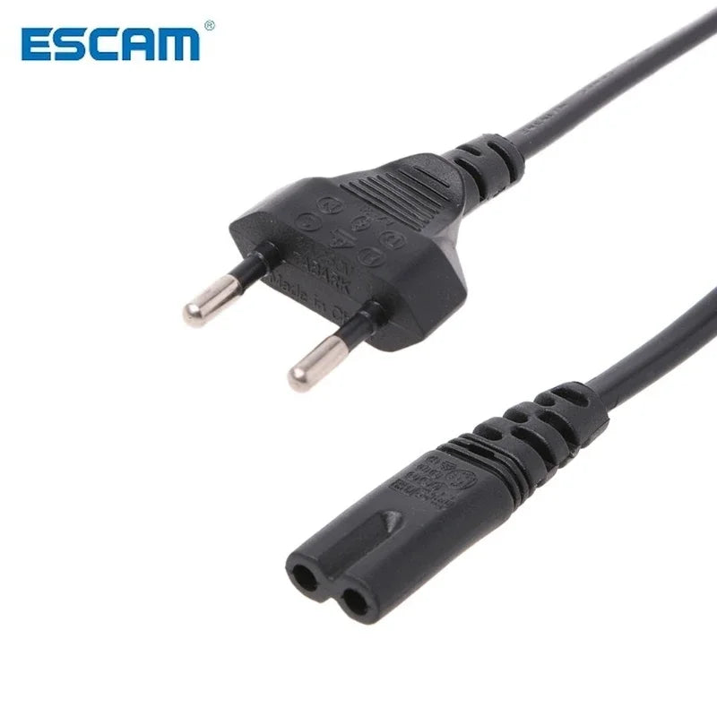 10pc 0.6M 2ft-Prong Pin AC EU Power Cable High Quality Wire Conductor Power Cord For Desktop Laptop Qme