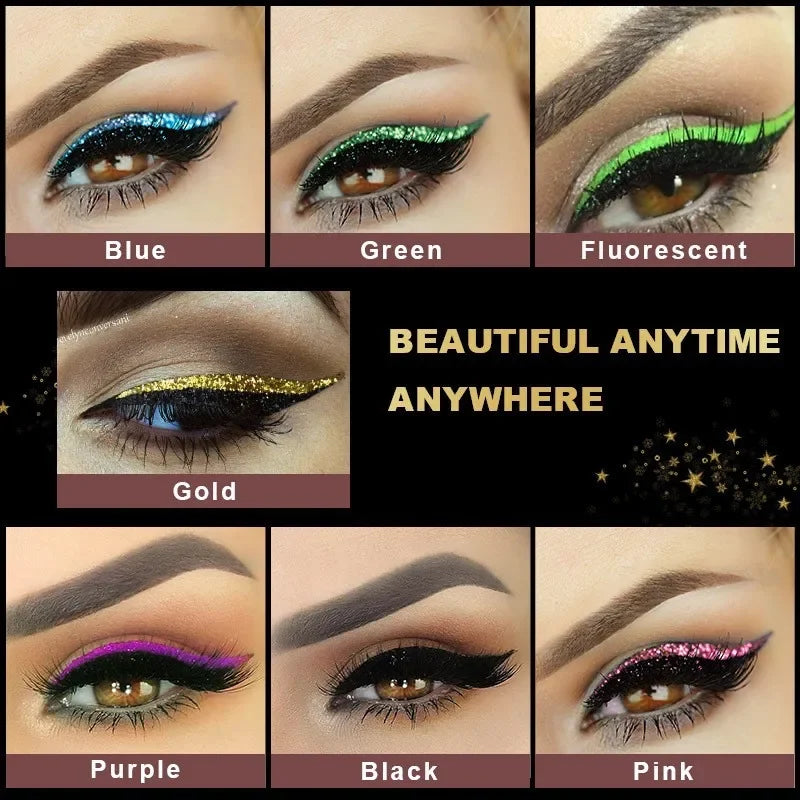 5/6Pair Glitter Eyeliner Sticker Set Self Adhesive Eyeliner Reusable Eyeliner Sticker DoubleLine Eyelid Patch Face Makeup Beauty Qme