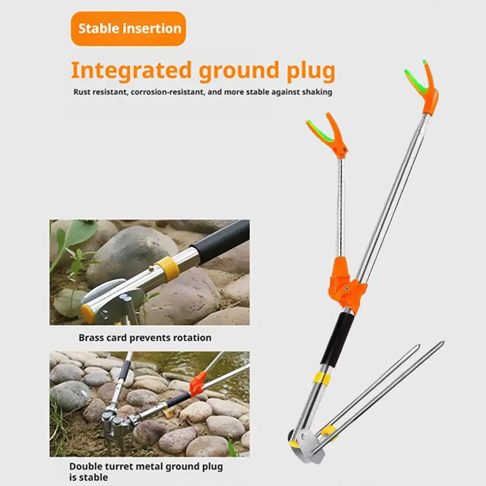 Ground Fishing Rod Stand Bracket Adjustable Chair Box Fish Rods Holder 1.5-2.4M Foldable Fishing Tool Hand Rod Brackets Qme
