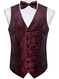 Men's Suit Vest Bowtie Formal Waistcoat Necktie Pocket Square Perfect Qme MJTZ0179 S