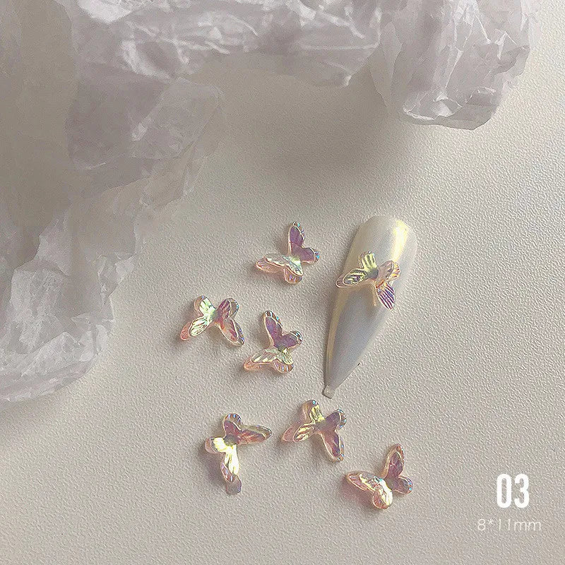 10/20pcs Aurora Glitter 3D Colorful Butterfly Nails Jewelry DIY Resin Manicure Decals Nail Art Decorations Accessories 2021 New Qme 20pcs-03