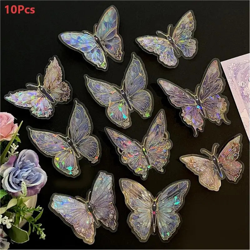 3D Hollow Colorful Butterfly Wall Stickers PET Waterproof Decorative Qme Purple