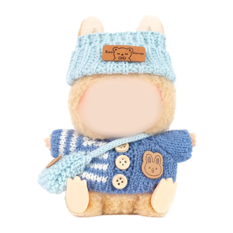 Labubu Crochet 3-Piece Clothing Set, Suitable for 15-17cm Dolls (Accessories Only) - Fashion Accessories Qme Blue