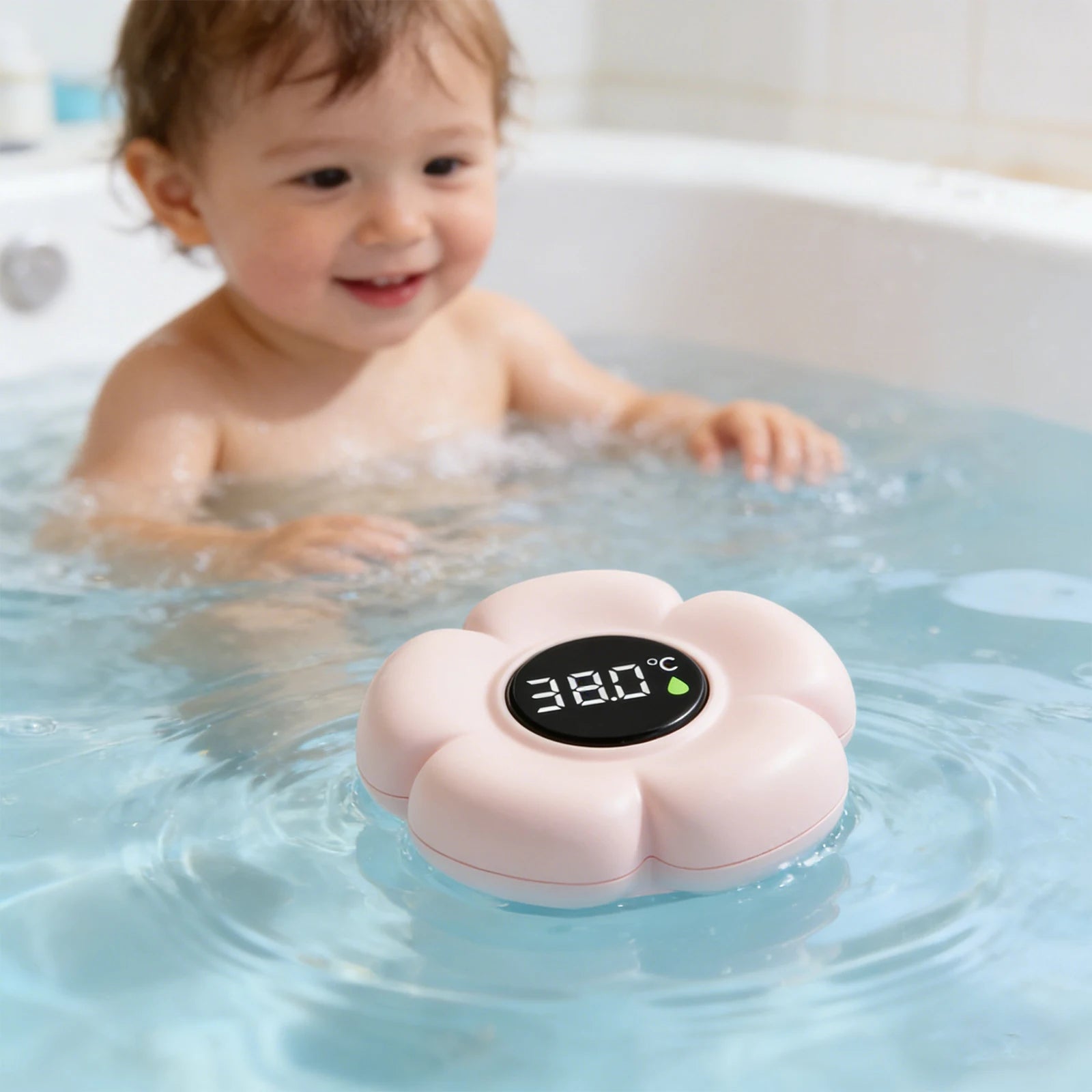 Baby Bath Thermometer with LED Display & Color Alerts Digital Water Temperature Thermometer for Newborns & Toddlers Qme