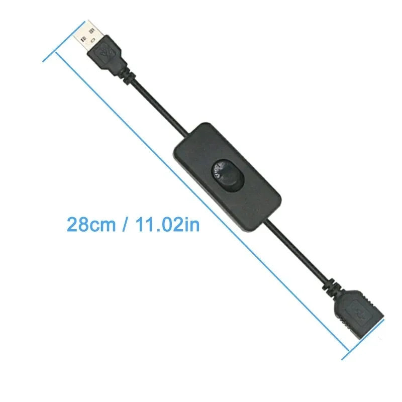 2PCS USB 2.0 Male to Female Charging Extension Cable with Switch for Desk Lamp Fan Car DVR Power Cord 1/2M Qme