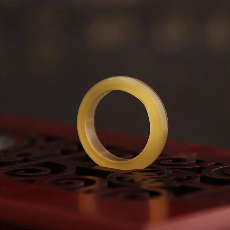 New Hot Fashion New Natural Stone Agate Rings Charms Multi-color Elegant Jewelry Party Gift for Women or Girlfriend High-Quality Qme YELLOW