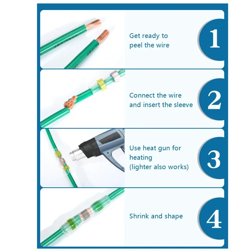 50-300Pcs Waterproof Heat Shrink Tube With Solder Insulated Electrical Wire Terminal Butt Splice Solder Electric Connector Set Qme