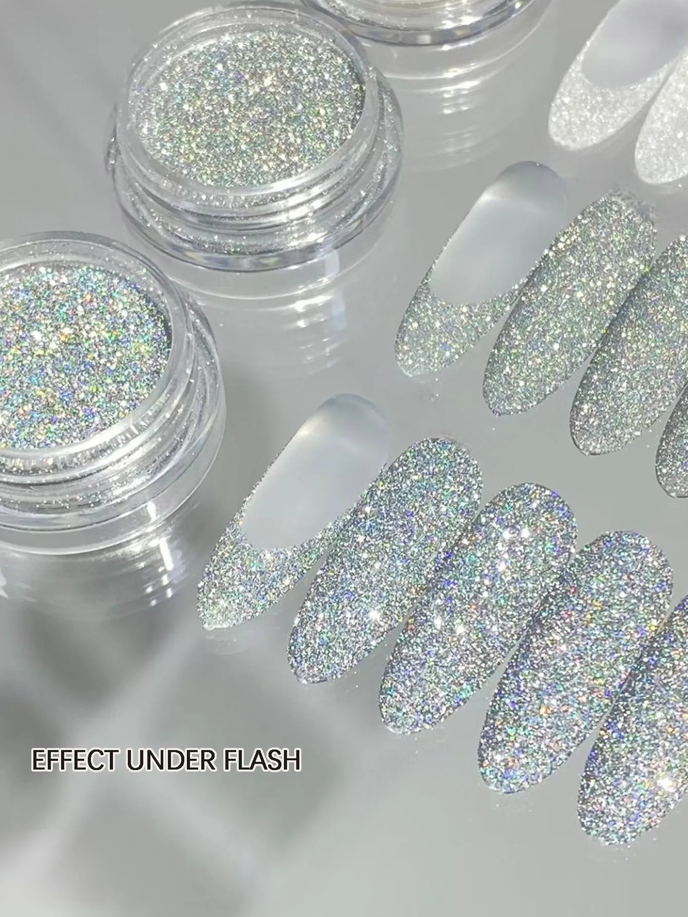 3 Rhinestone Nail Art White Colored Laser DIY Artistic Charming Qme