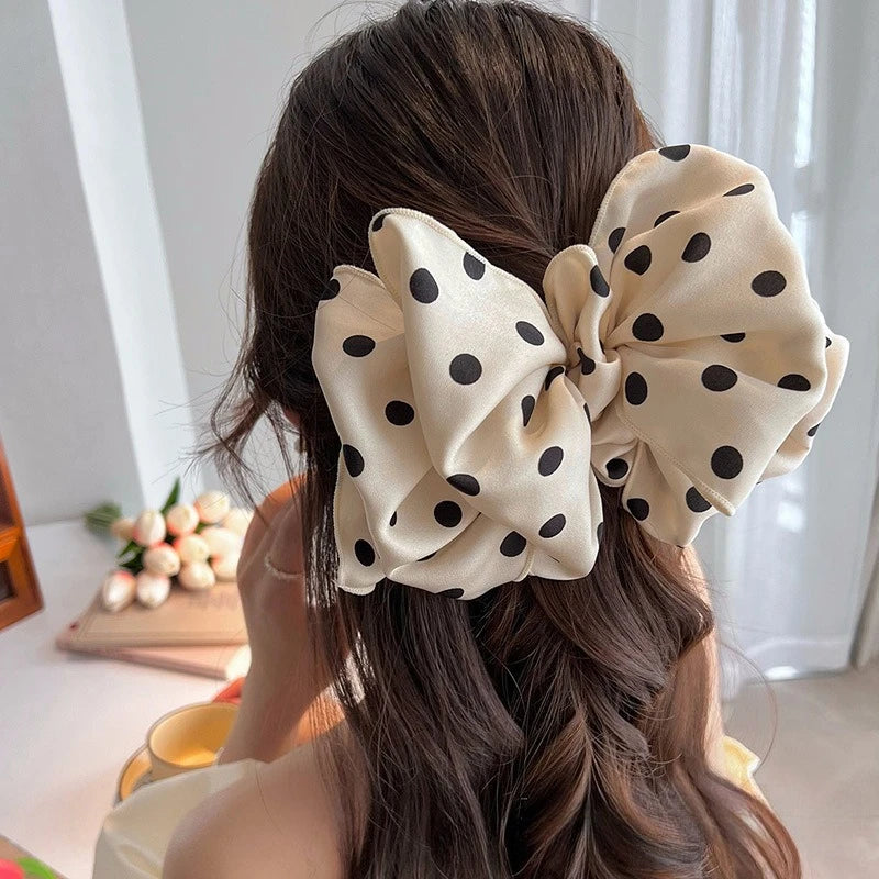 Polka Dot Bubble Hairpin Retro Fashionable Satin Spring Clip Korean Qme