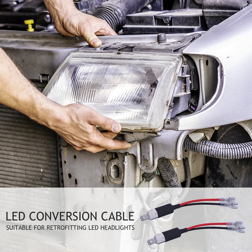 2Pcs LED H1 H1 LED Single Conversion Converter LED Replacement Bulb Single Converter Wiring Headlight Bulb Connector Qme