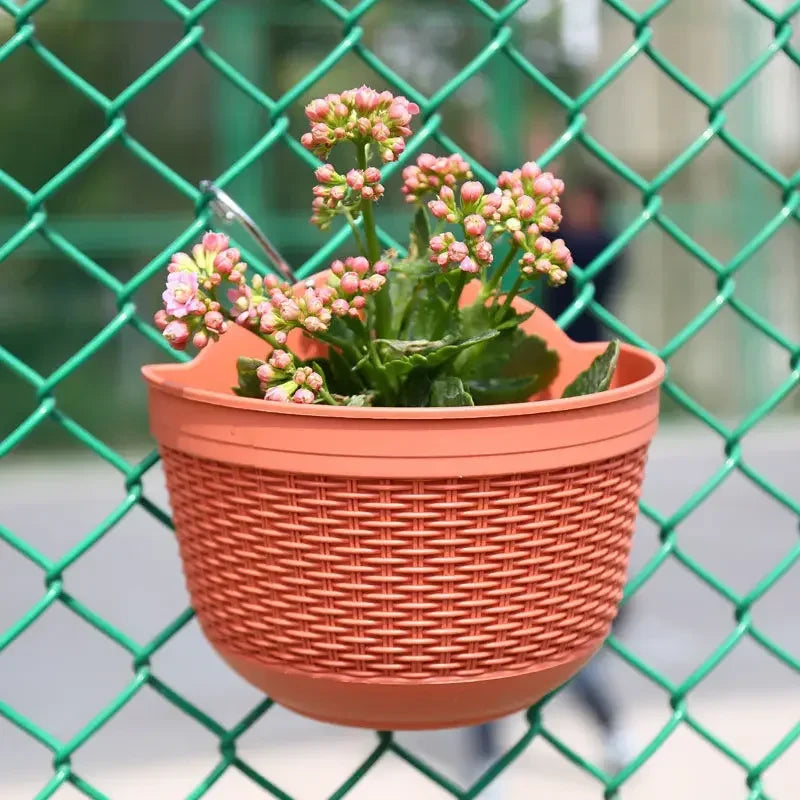 Imitation Rattan Weaving Creative Flower Planter Garden Pot Flowerpot Qme