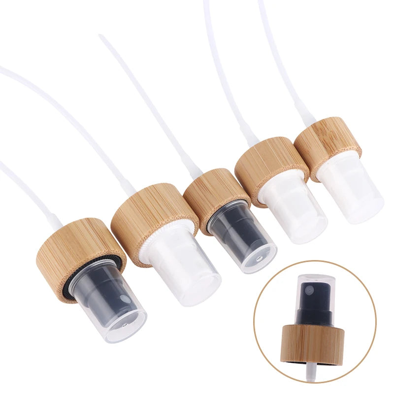 Bamboo Plastic Skincare Packaging Bottle Pump Lids Eco Friendly Qme