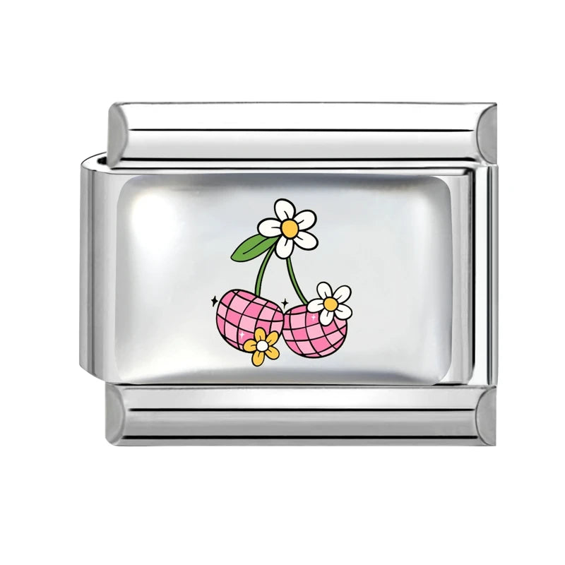 Design Colorful Earth Sun Sunflowers Stainless Steel Link Fit Italian