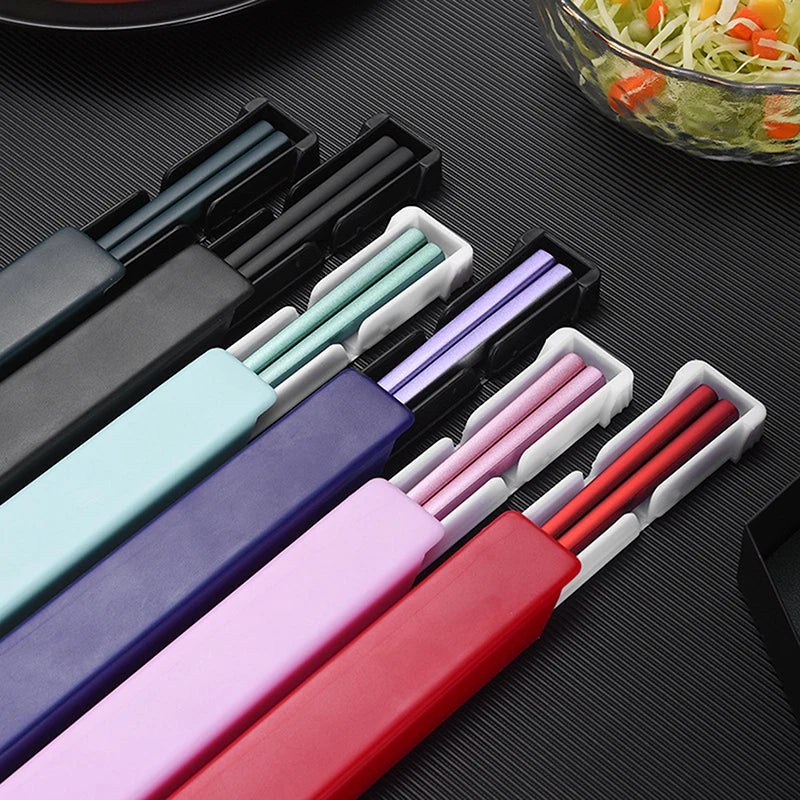 Portable Non-slip Chopsticks Storage Box Holder 304 Stainless Steel Qme