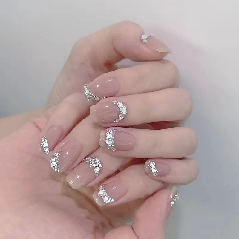 White Nail Art Rhinestone Multi Shape Crystal Flat Pink Round Bead Qme