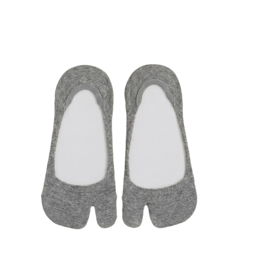 Simple Thin Two Finger Socks Low Cut Cotton Boat Solid Non-slip Qme Grey