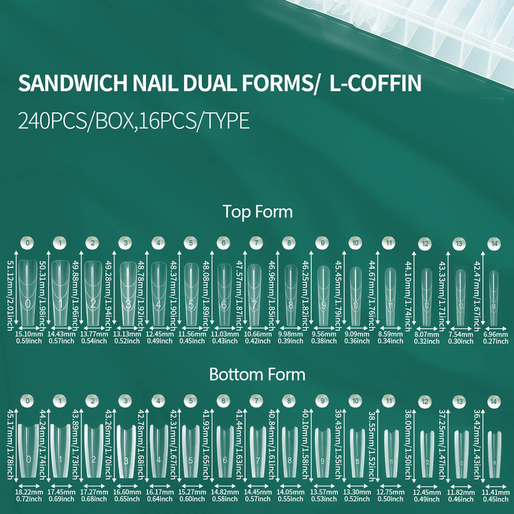 Nailpop Sandwich Nail Dual Forms 15 Shapes Professional Tools French Qme SANDWICH COFFIN