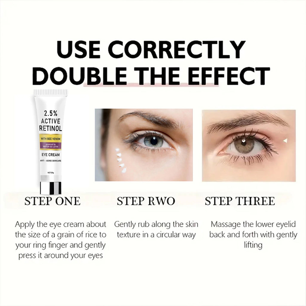 2.5% Active Retinol & Bee Venom Anti-Aging Eye Cream - Moisturizing & Protective Formula for Elastic, Smooth Skin Qme