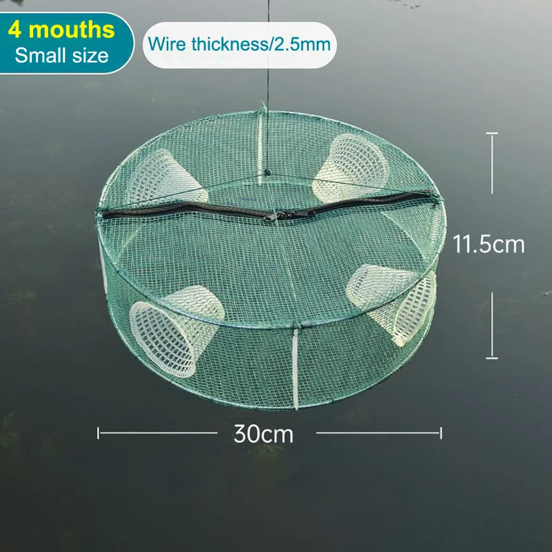 Fishing Net Mesh Folded Round 3 4 Holes Fish Shrimp Automatic Trap Qme 2