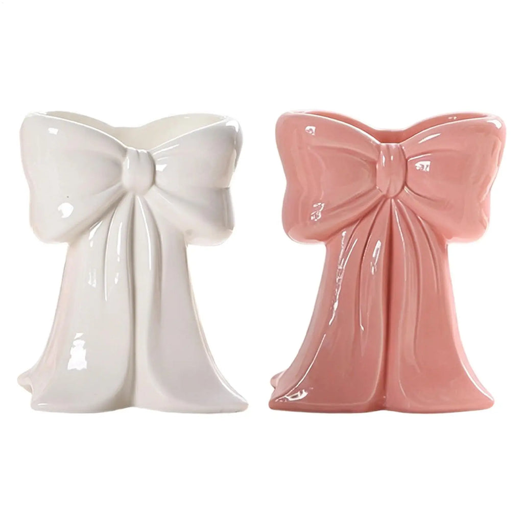 Bow Vase for Flowers Bow Display Centrepiece Tabletop Decoration Flower Vase Pen Holder Bookshelf Home Bedroom Working Place Qme