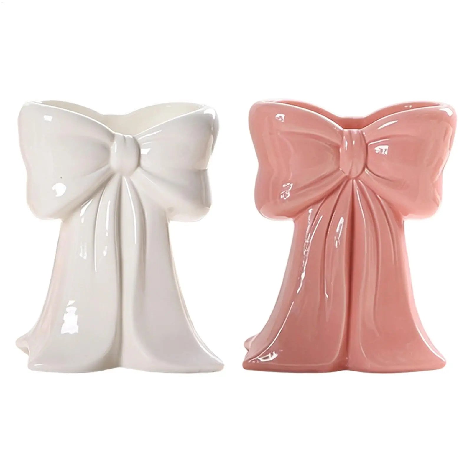 Bow Vase for Flowers Bow Display Centrepiece Tabletop Decoration Flower Vase Pen Holder Bookshelf Home Bedroom Working Place Qme