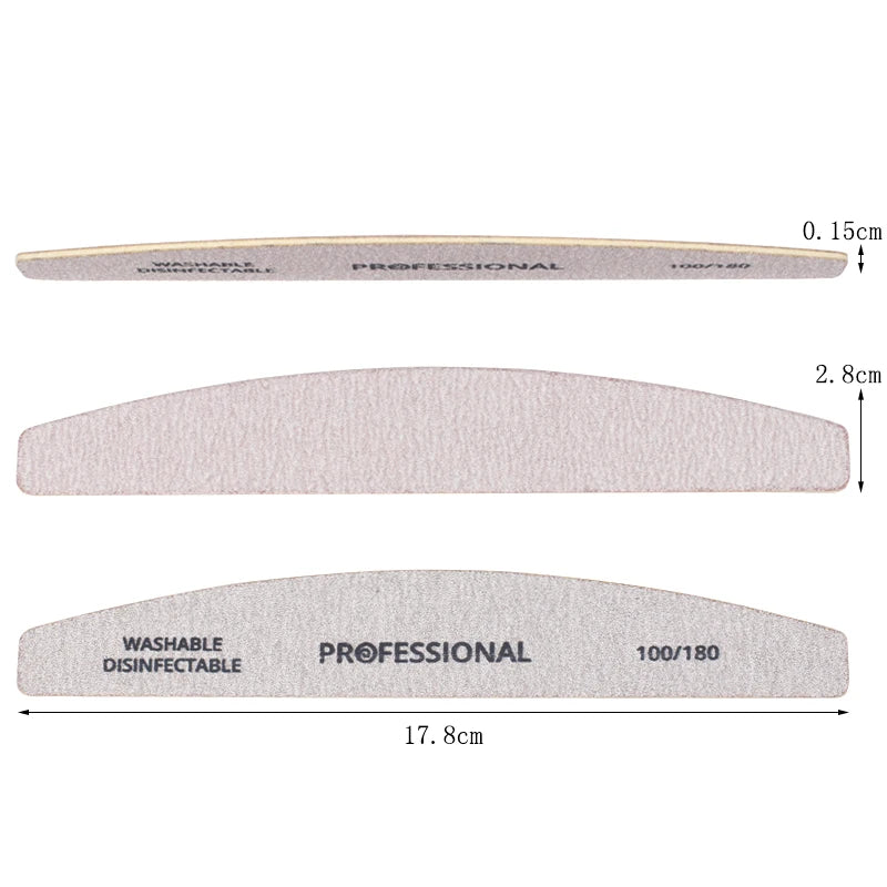 Lot Wooden Nail Files Professional Buffer 100 180 Limas Manicura Qme