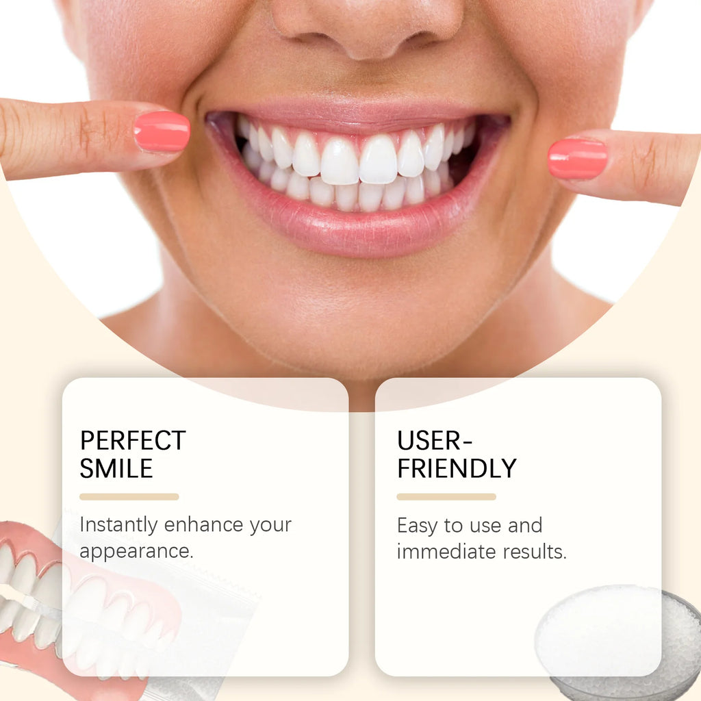 Premium Dentures Full Set Natural Improve Dental Caries Narrowing Tooth Gap Upper and Lower Silicone Teeth Denture Repair Kit Qme