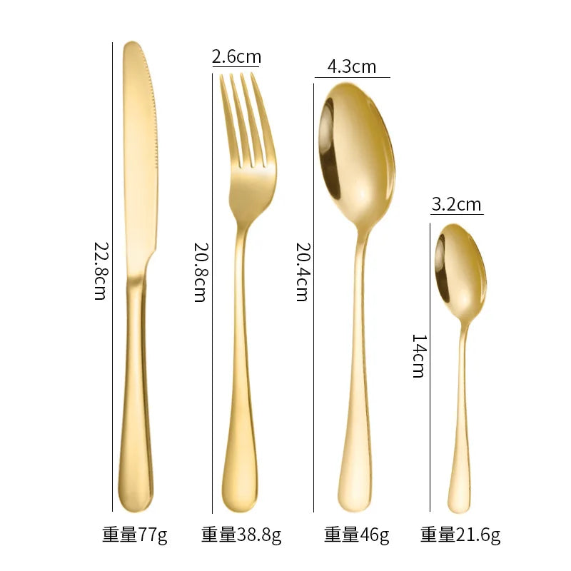 24-Piece Stainless Steel Tableware Set,Western Cutlery Steak Knife Fork Spoon, Gift Box Set for Home Restaurant Wedding Gift Qme