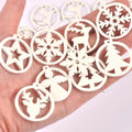 30Pcs Christmas Round White Snowflake Tree Angel Wooden Pendant Hanging Oranments DIY Handmade Supplies Xmas Home Party Decor Qme Default Title