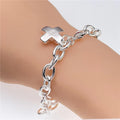 925 sterling Silver unique cross Bracelets for Women fashion Costume Jewelry 20cm 8inch Wedding accessories Christmas Gifts Qme Default Title