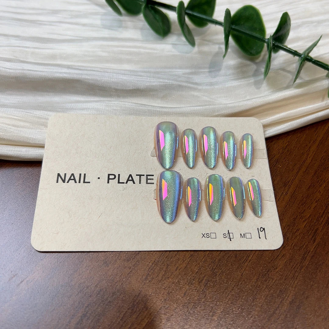 Cute Pearl French Handmade Press Nails Simple Flower Cat Eyes Nail Qme ZB01-S