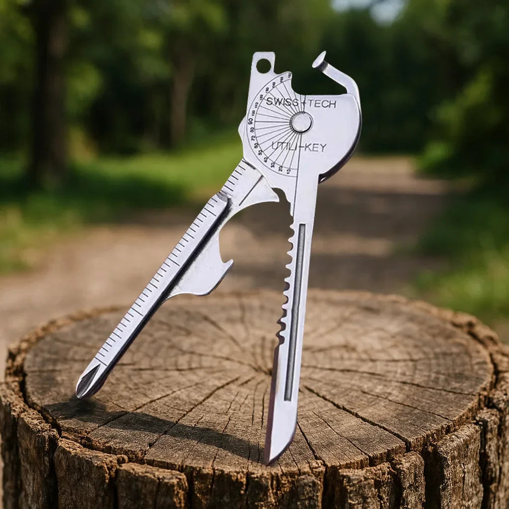 8-in-1 Multi-Tool Keychain for Camping & Survival | Folding Screwdriver, Bottle Opener | Compact Outdoor Utility Pliers with Key Qme
