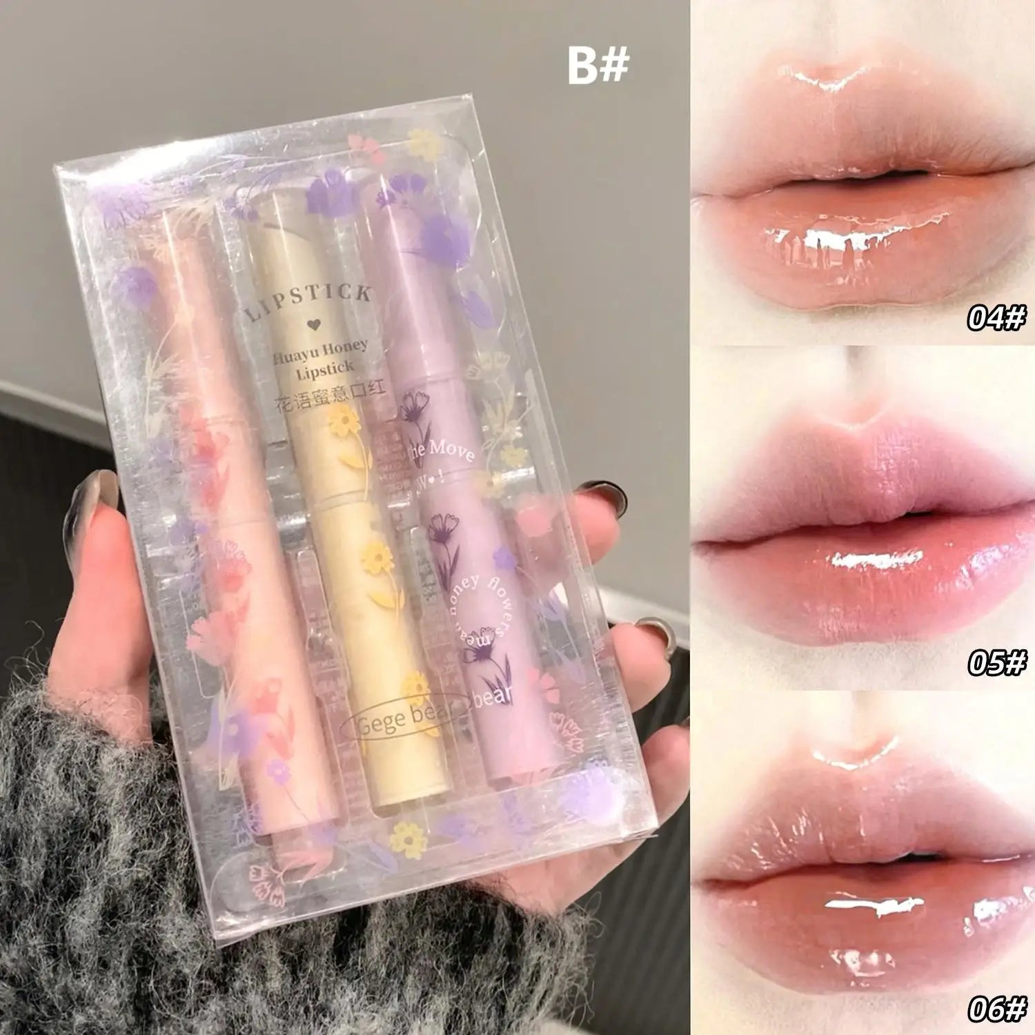 Gege Bear Flower Language Honey Heart Lipstick Love Shiny Qme GX1030-B3