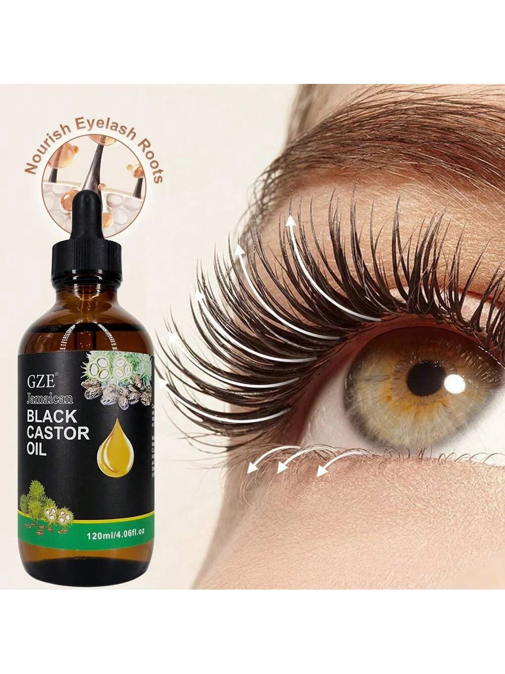 GZE Jamaican Black Castor Oil - Cold Pressed Hair Moisturizing for Hair, Lash & Eyelash Strength, Shine & Scalp Care Qme