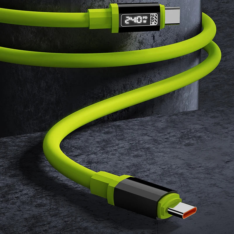 240W USB-C Data Cable Power Indicator Supports Fast Charging Type-c Qme