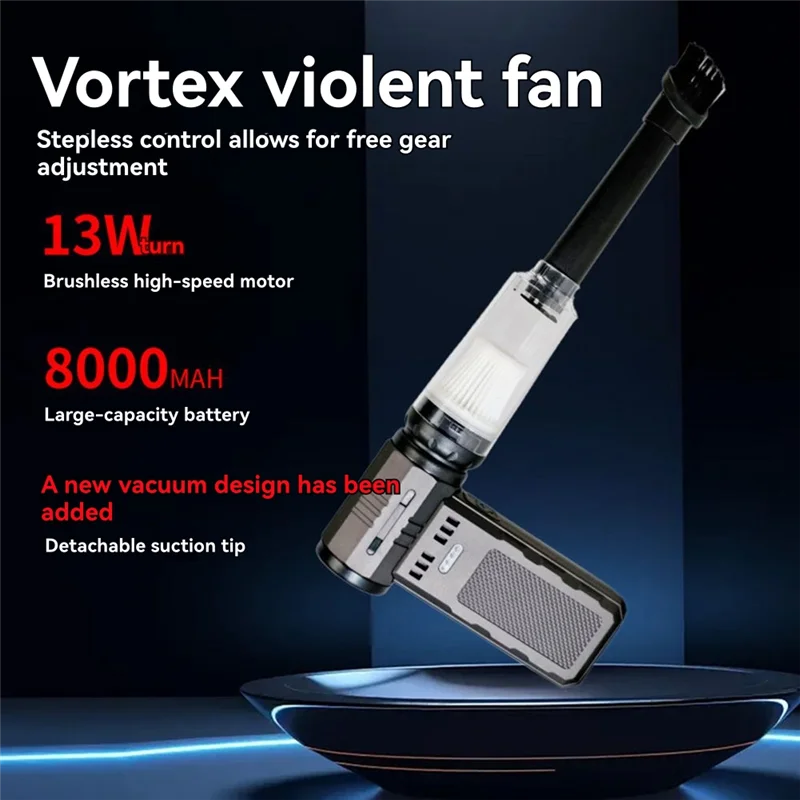 A02F-Mini Turbo Jet Fan Strong Dust Blower 130000RPM Powerful Rechargeable Fan Violent Fan For Cleaning Qme Black