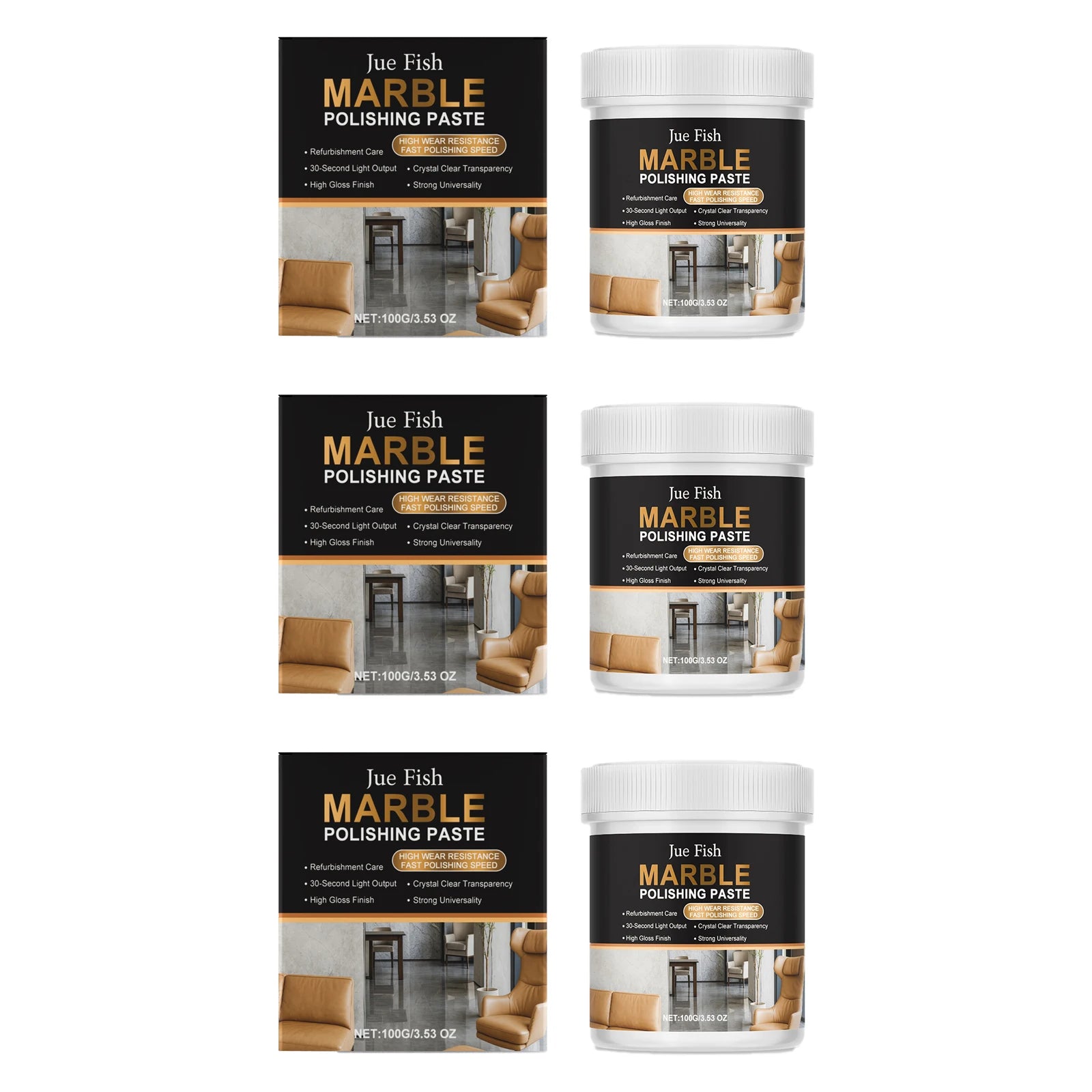 Marble Polishing Paste Effectively Remove Scratch Water Stains Brightening Eliminate Fingerprint Multi Functional Cleaning Cream Qme 3 X 100g Boxed