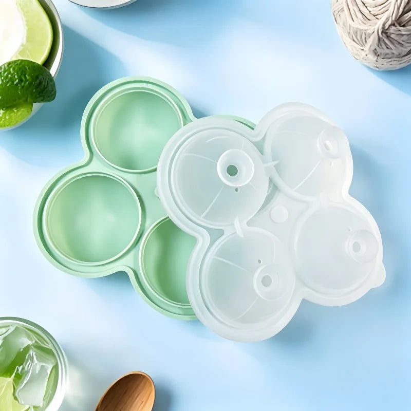 4 Large Ice Hockey Silicone Molds, Easy To Release Ice Cube Trays Whiskey Cocktail Juice Party Ice Making Tools Qme