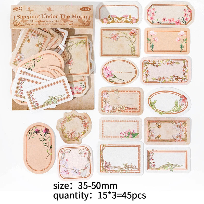 45 pcs Flowers Labels Stickers Decorative Creativity Scrapbooking accessories Diary Album junk journal supplies Qme D