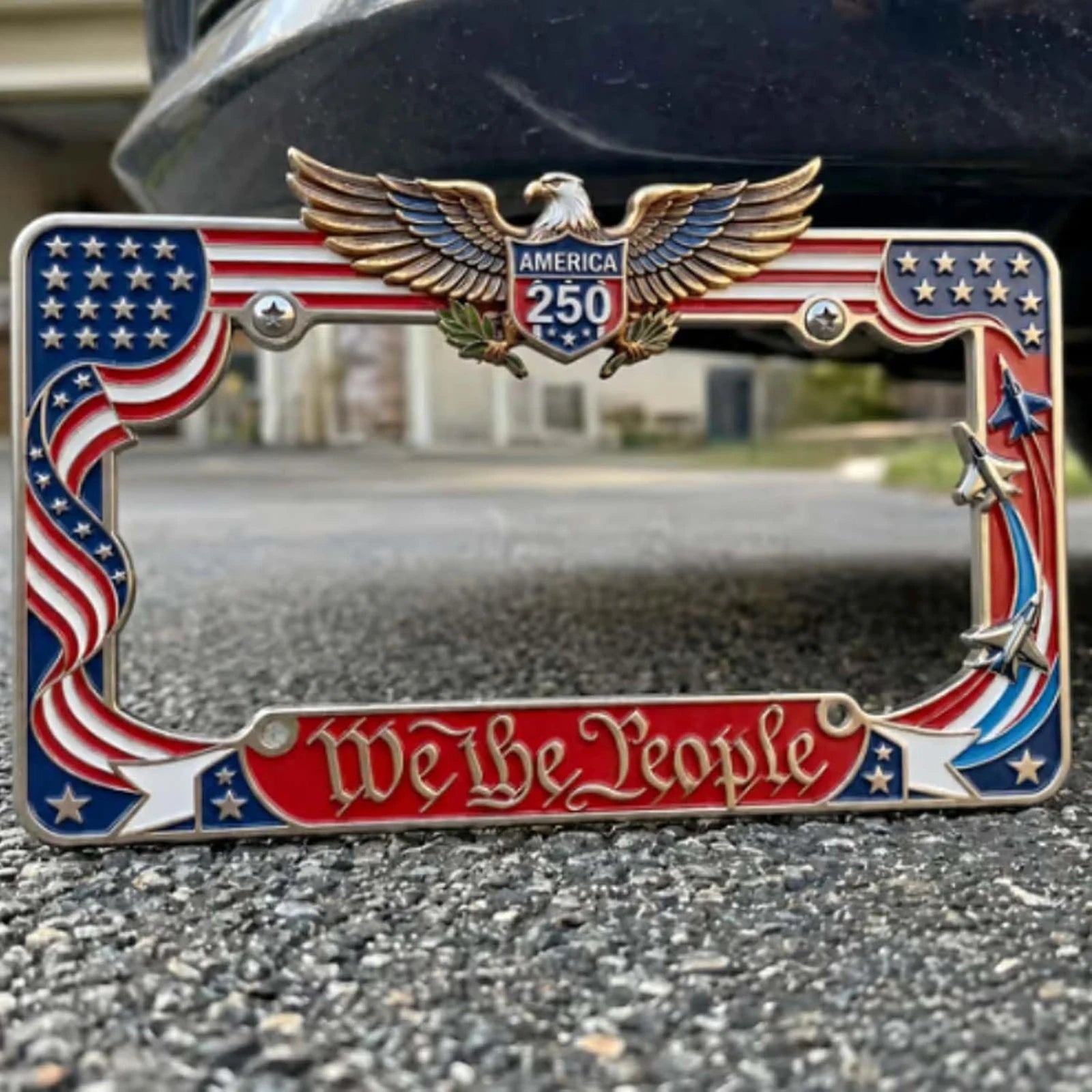 1/2pcs American Specifications License Plate Holder Selected American Flags With Screws Car Decoration Aluminum Alloy Car Qme