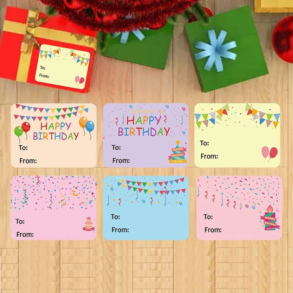 200PCS Happy Birthday Gift Tags Name Tags Sticker - Christmas To From Label Present Stickers Festival Birthday Sticker for Party Qme