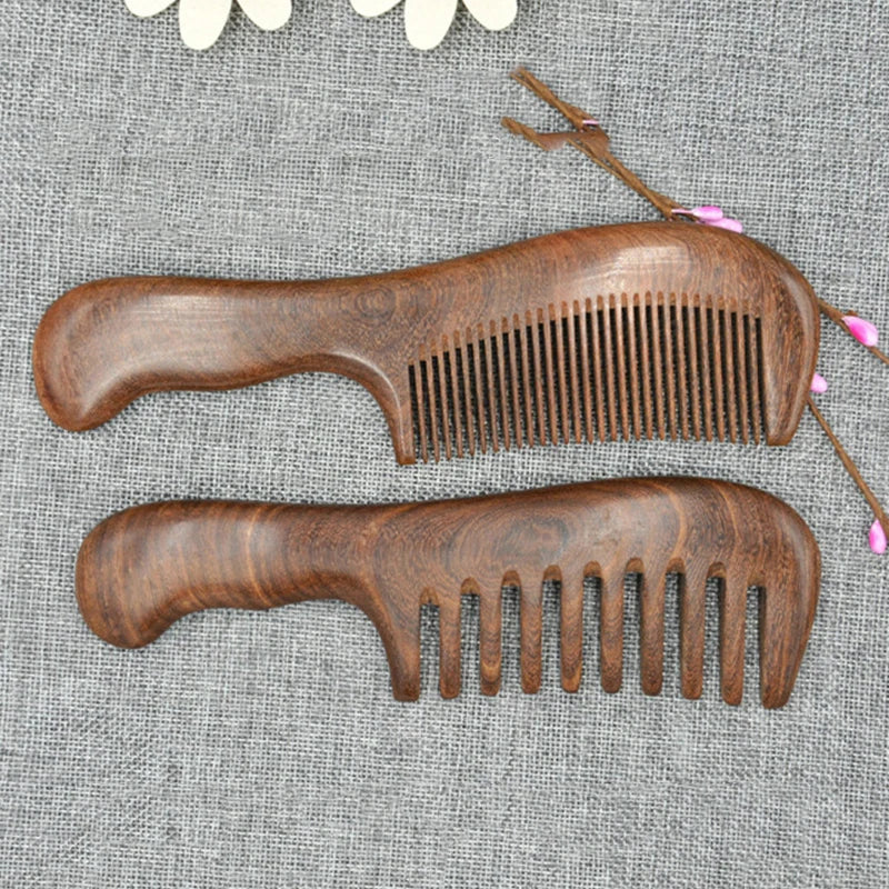 Natural Sandalwood Hair Combs Anti-static Wooden Comb Massager Care Qme