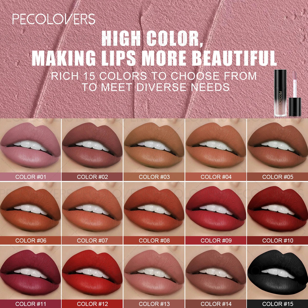 Multiple Colors Matte Velvet Lip Gloss Waterproof Long-lasting Qme
