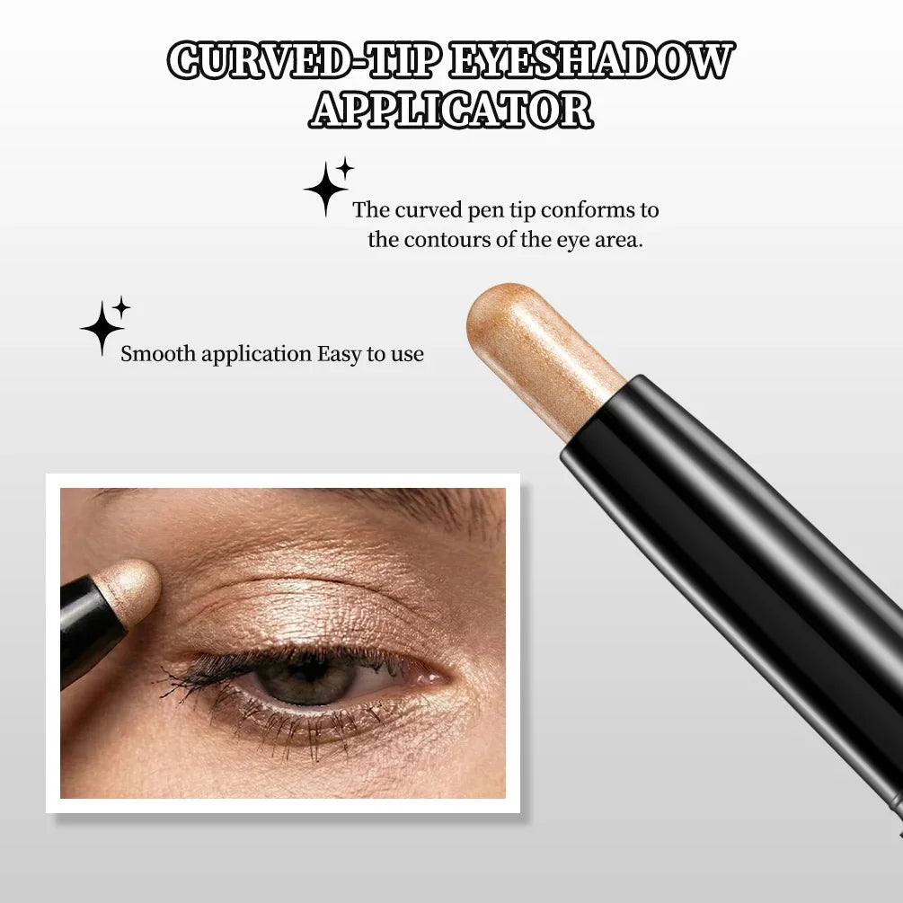 QIBEST Pearlescent Eyeshadow Stick Long Lasting Shimmer Glitter Colorful Eye Shadow Highlighter Women Eyes Makeup Lying Silkworm Qme