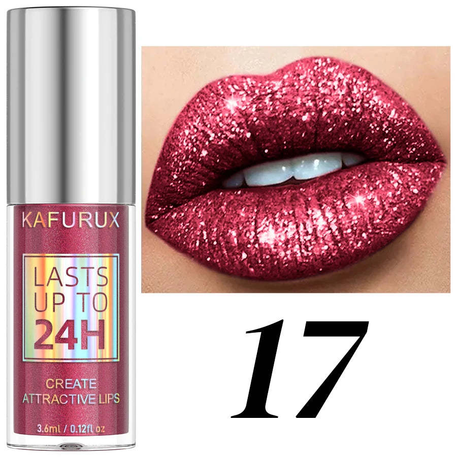 20 Matte Shiny Glitter Liquid Lipstick Lip Gloss Diamond Makeup Qme 17