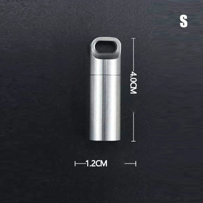 Mini Stainless Steel Sealed Capsule Waterproof Pill Box Camping Qme S