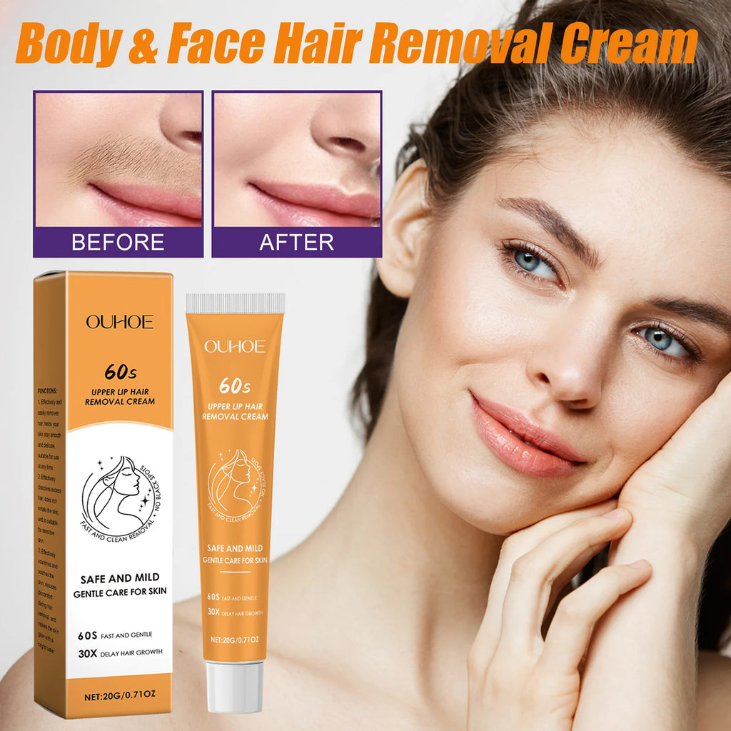 Hair Removal Cream for Face & Body Painless Depilatory Cream Smooth Skin Hair Remover Growth Inhibitor for Underarms Legs Arms Qme