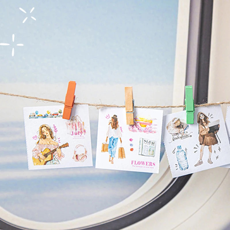 10 Sheets/Bag Travel Scrapbook Die-Cut Stickers for Planner Notebook DIY Phone Case Decoration Office Stationery Gift Qme