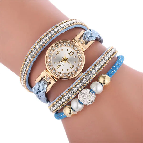 Relogio Bracelet Watches Women Wrap Around Fashion Bracelet Fashion Dress Ladies Womans Wrist Watches for Women Watch 2021 Qme Blue