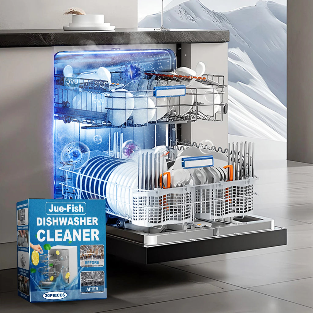 Dishwasher Cleaning Tablets Deep Removing Grease & Limescale Reduce Odors Fresh Lemon Aroma Powerful Cleaner Deodorizer Tablets Qme